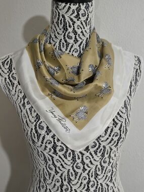 Pendleton Gold and White Silk Lamb Motif Scarf